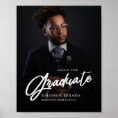 Modern Script Photo  Graduate Welcome sign ポスター (正面)