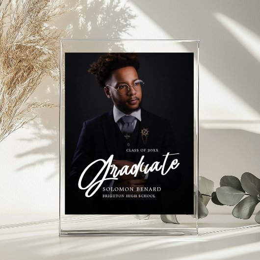 Modern Script Photo  Graduate Welcome sign ポスター