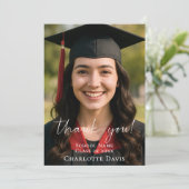 Modern script photo Graduation サンキューカード (スタンド正面)