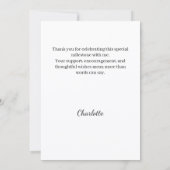 Modern script photo Graduation サンキューカード (裏面)