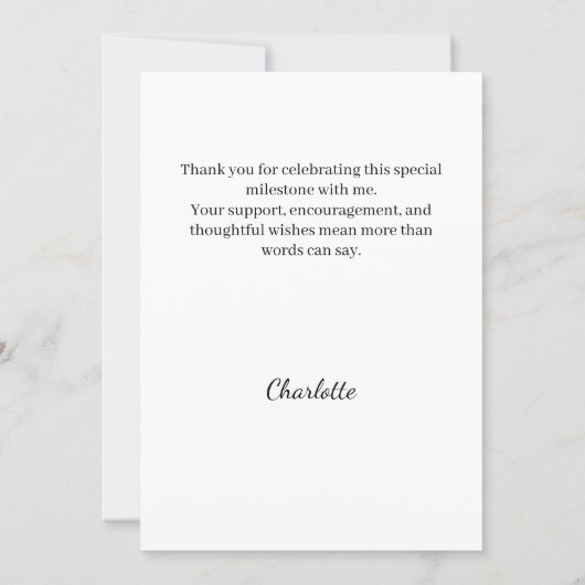 Modern script photo Graduation サンキューカード (裏面)