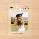 Modern Script Photo Graduation Announcement アクリル招待状 (正面)