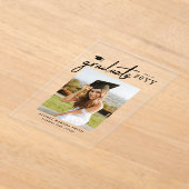 Modern Script Photo Graduation Announcement アクリル招待状 (レイダウン)