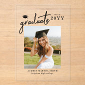 Modern Script Photo Graduation Announcement アクリル招待状 (正面)