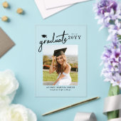 Modern Script Photo Graduation Announcement アクリル招待状 (インサイチュ (ウェディング))