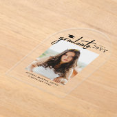 Modern Script Photo Graduation Announcement アクリル招待状 (レイダウン)