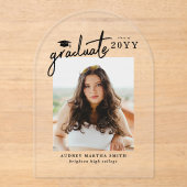 Modern Script Photo Graduation Announcement アクリル招待状 (正面)