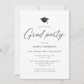 Modern Script Photo Graduation Party 招待状 (正面)