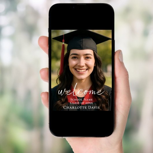 Modern script photo Graduation Party welcome ポスター