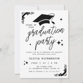 Modern Script Photo Graduation Senior Party Chic 招待状
