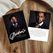 Modern Script Photo High School Graduation  案内状