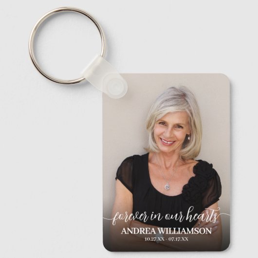 Modern Script Photo Memorial Forever in our Hearts キーホルダー (正面)