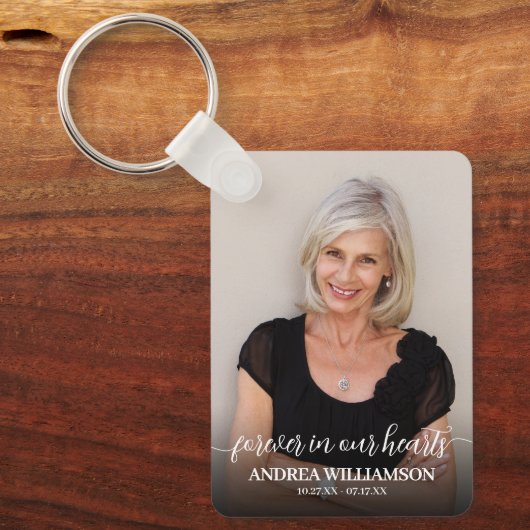 Modern Script Photo Memorial Forever in our Hearts キーホルダー (正面)