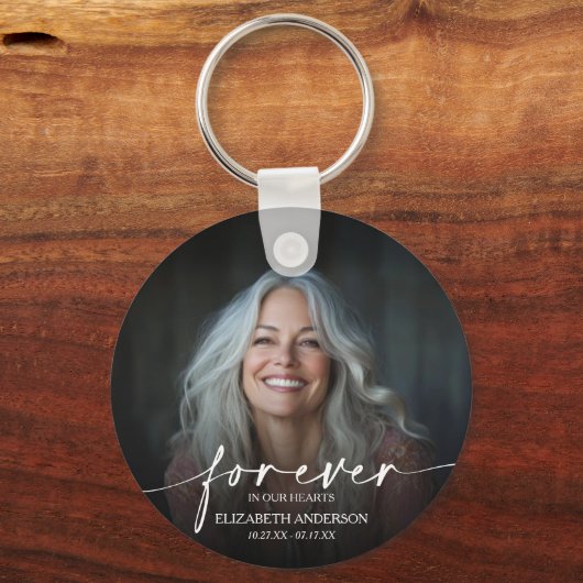 Modern Script Photo Memorial Forever in our Hearts キーホルダー (正面)