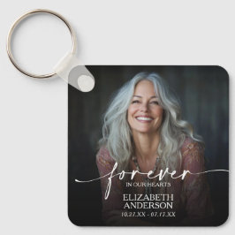 Modern Script Photo Memorial Forever in our Hearts キーホルダー