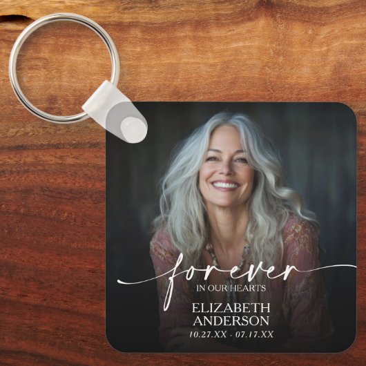 Modern Script Photo Memorial Forever in our Hearts キーホルダー (正面)