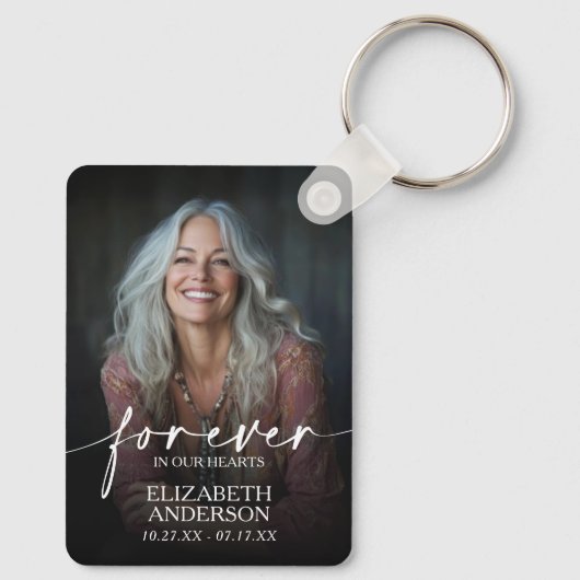 Modern Script Photo Memorial Forever in our Hearts キーホルダー (裏面)