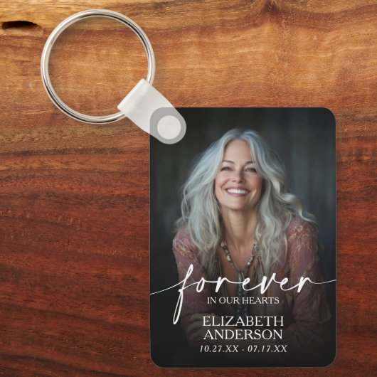 Modern Script Photo Memorial Forever in our Hearts キーホルダー (正面)