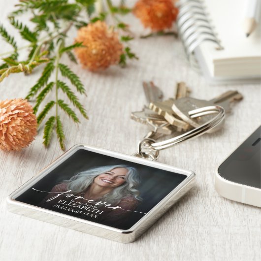 Modern Script Photo Memorial Forever in our Hearts キーホルダー (側面)