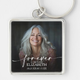 Modern Script Photo Memorial Forever in our Hearts キーホルダー