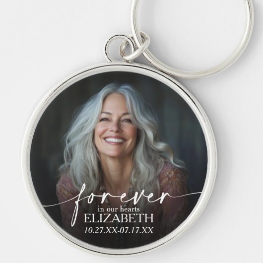 Modern Script Photo Memorial Forever in our Hearts キーホルダー (正面)