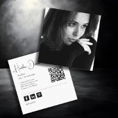 Modern Script Photo QR Code Author Writer スクエア名刺