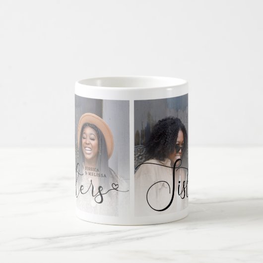 Modern Script Photo Sisters Gift コーヒーマグカップ (中央)