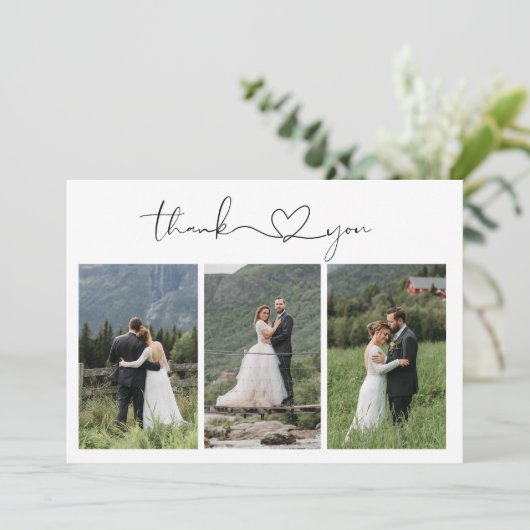 Modern Script Photo Wedding サンキューカード (スタンド正面)