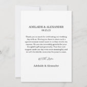 Modern Script Photo Wedding サンキューカード (裏面)