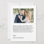 Modern Script Photo Wedding サンキューカード (裏面)
