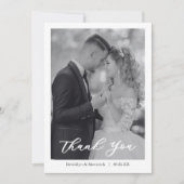 Modern Script Photo Wedding サンキューカード (正面)