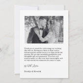 Modern Script Photo Wedding サンキューカード (裏面)