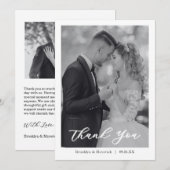 Modern Script Photo Wedding サンキューカード (正面/裏面)