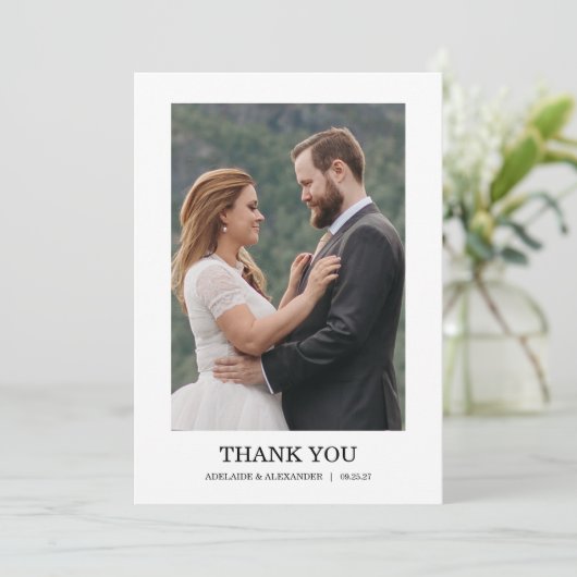 Modern Script Photo Wedding サンキューカード (スタンド正面)