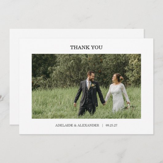 Modern Script Photo Wedding サンキューカード (正面/裏面)