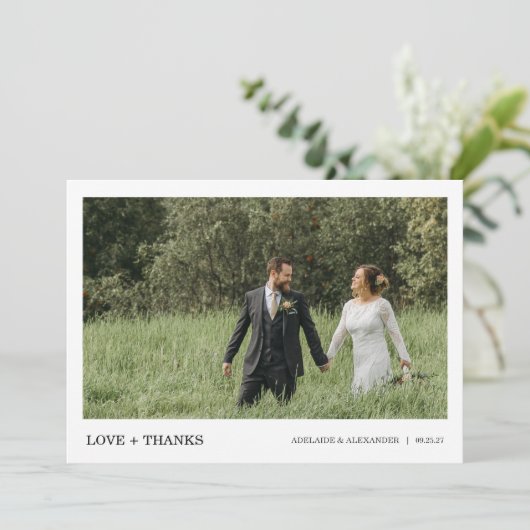 Modern Script Photo Wedding サンキューカード (スタンド正面)
