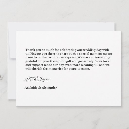 Modern Script Photo Wedding サンキューカード (裏面)