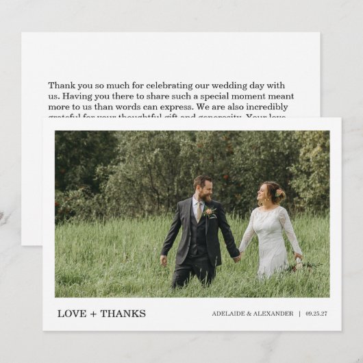 Modern Script Photo Wedding サンキューカード (正面/裏面)