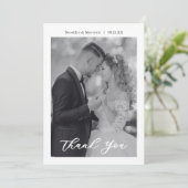 Modern Script Photo Wedding サンキューカード (スタンド正面)