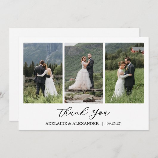 Modern Script Photo Wedding サンキューカード (正面/裏面)