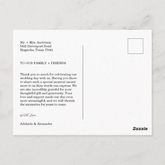 Modern Script Photo Wedding ポストカード (裏面)