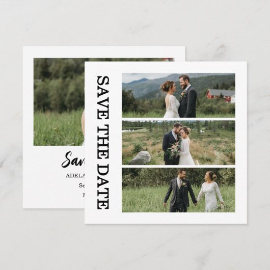 Modern Script Photo Wedding Save The Date (正面/裏面)