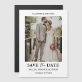 Modern Script Photo Wedding Save The Date マグネット招待状 (正面/裏面)