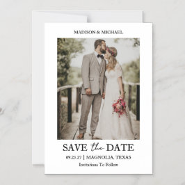 Modern Script Photo Wedding Save The Date マグネット招待状