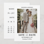 Modern Script Photo Wedding Save The Date 招待状 (正面/裏面)