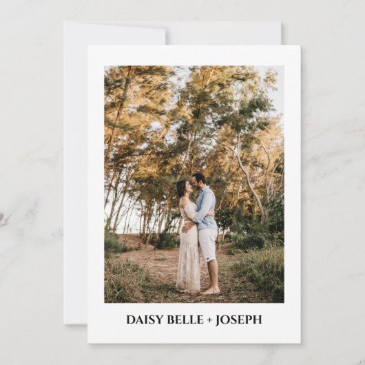 Modern Script Photo Wedding Save The Date 招待状 (正面)