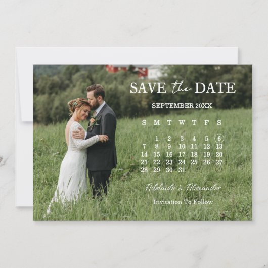Modern Script Photo Wedding Save The Date 招待状 (正面)