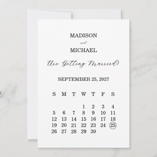 Modern Script Photo Wedding Save The Date 招待状 (裏面)