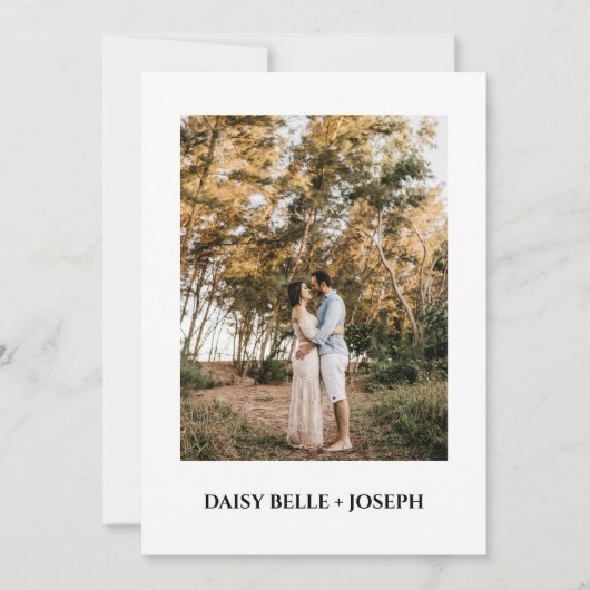 Modern Script Photo Wedding Save The Date 招待状 (正面)