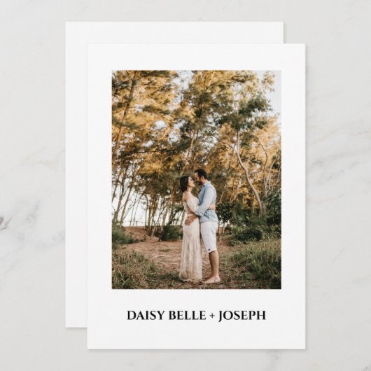 Modern Script Photo Wedding Save The Date 招待状 (正面/裏面)